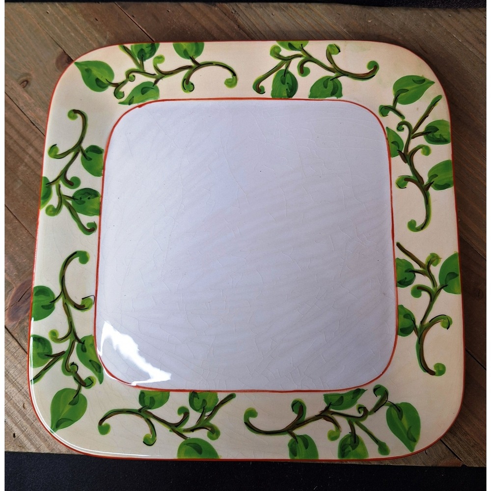 Paula Deen Island Paradise Square Platter Handpainted Leaf & 9 Glass Candies